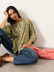 FatFace Ellen Sage Green Acorn Blouse - Image 5 of 7