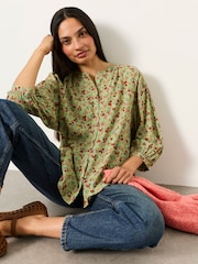 FatFace Ellen Sage Green Acorn Blouse - Image 6 of 7