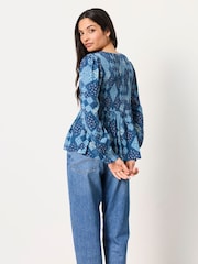 FatFace Riri Blue Patchwork Blouse - Image 2 of 5