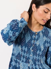 FatFace Riri Blue Patchwork Blouse - Image 3 of 5