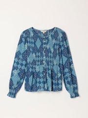 FatFace Riri Blue Patchwork Blouse - Image 5 of 5
