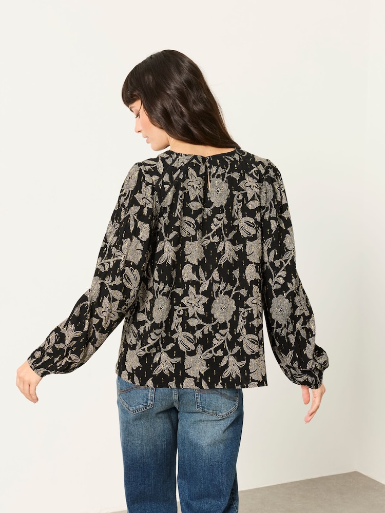 FatFace Sofia Black Dot Floral Embroidered Blouse - Image 2 of 5 FatFace Sofia Black Dot Floral Embroidered Blouse - Image 2 of 5