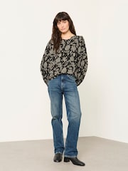 FatFace Sofia Black Dot Floral Embroidered Blouse - Image 4 of 5