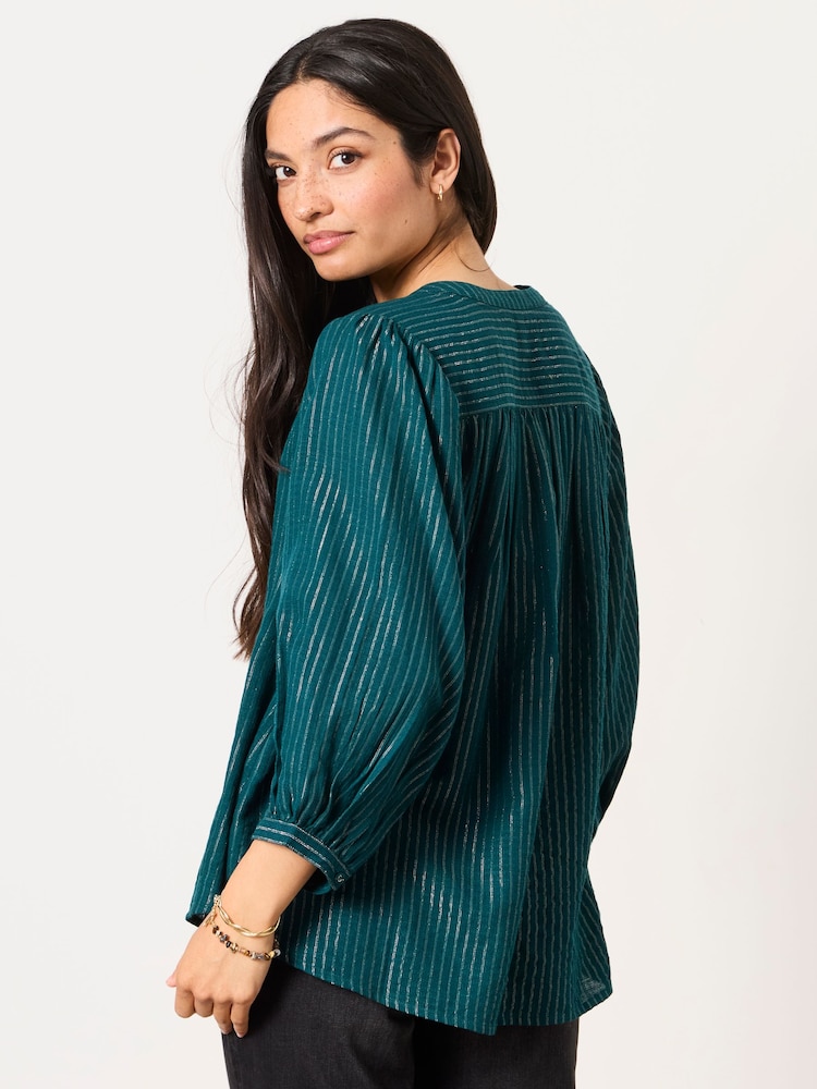 FatFace Ellen Teal Blue Blouse - Image 2 of 5