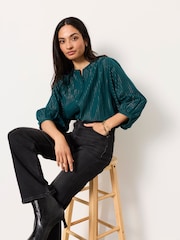 FatFace Ellen Teal Blue Blouse - Image 4 of 5