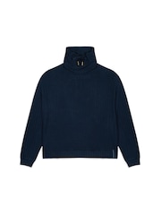 Chelsea Peers Blue Ribbed Knit High Neck Sweatshirt - Image 7 of 7