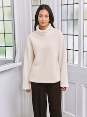Chelsea Peers Natural Borg Fleece High Neck Sweatshirt - Image 1 of 5