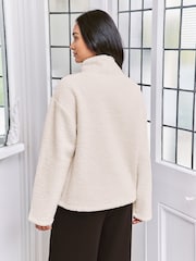 Chelsea Peers Natural Borg Fleece High Neck Sweatshirt - Image 2 of 5