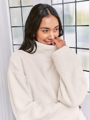 Chelsea Peers Natural Borg Fleece High Neck Sweatshirt - Image 3 of 5