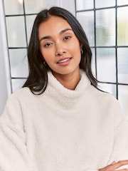 Chelsea Peers Natural Borg Fleece High Neck Sweatshirt - Image 4 of 5