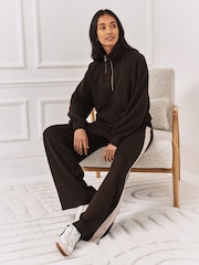 Chelsea Peers Brown Luxe Comfort Scuba Side Stripe Joggers - Image 1 of 5