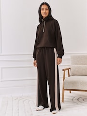 Chelsea Peers Brown Luxe Comfort Scuba Side Stripe Joggers - Image 2 of 5