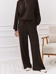 Chelsea Peers Brown Luxe Comfort Scuba Side Stripe Joggers - Image 3 of 5