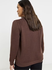 Simply Be Brown Heart Button Cardigan - Image 2 of 4
