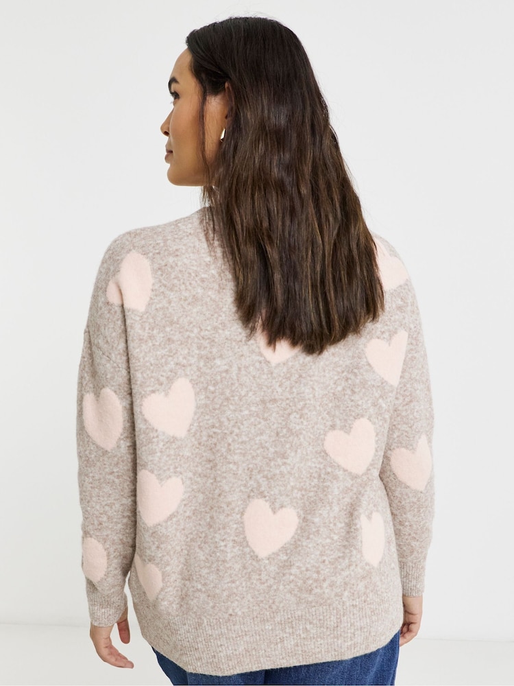 Simply Be Nude Heart Print Jumper - Image 2 of 4