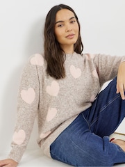 Simply Be Nude Heart Print Jumper - Image 3 of 4