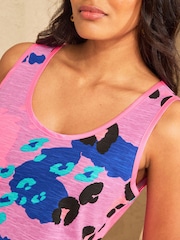 Love & Roses Lilac Purple Animal Print Satin Trim Petite Scoop Neck Jersey Vest - Image 2 of 4