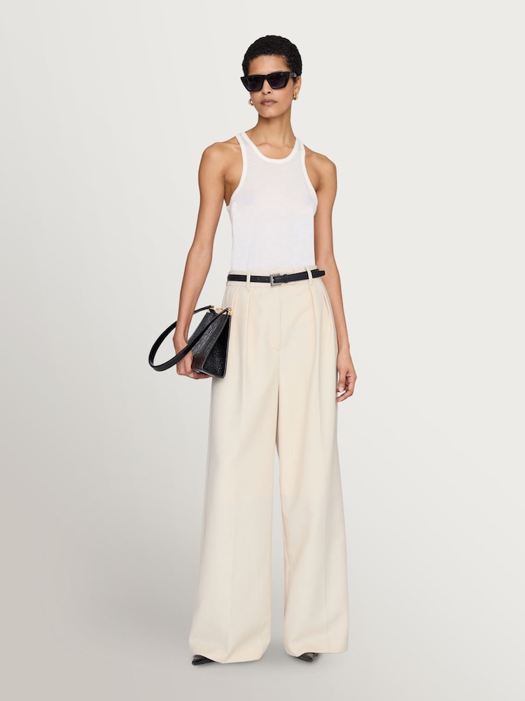 ANINE BING Cream Lou Trousers - Image 1 of 3