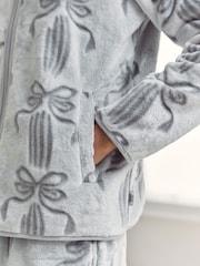 Chelsea Peers Cream Fleece Burnout Ribbon Bow Jacket & Joggers Co-ord - Image 7 of 7