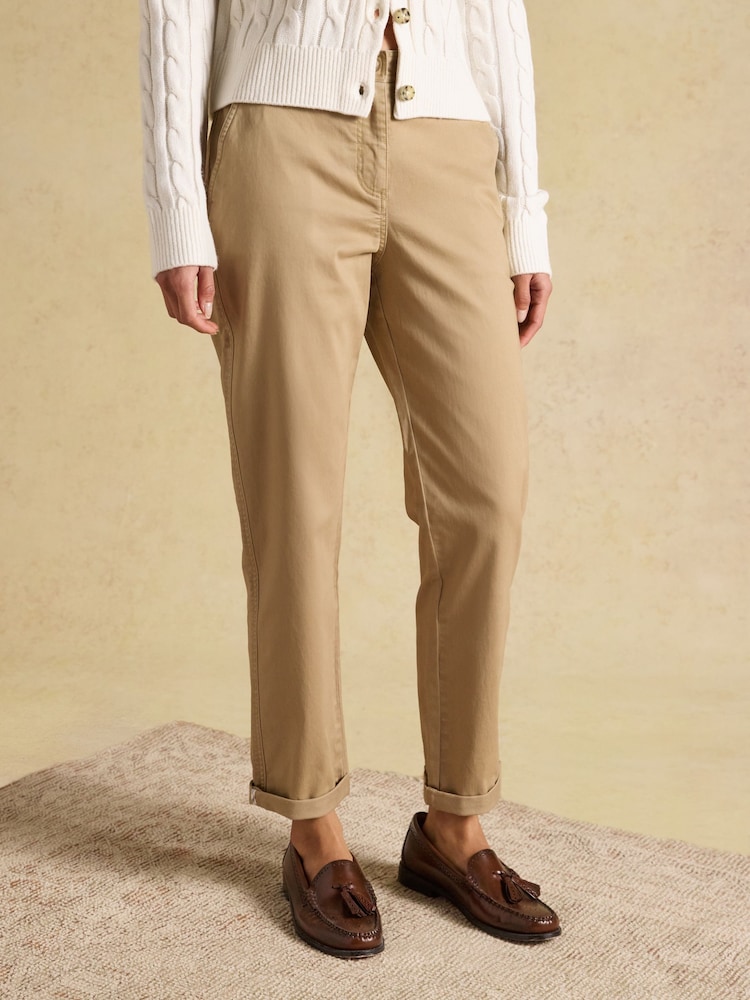 Joules Tan Brown Slim Fit Chino Trouser With Elasticated Waist - Image 1 of 8