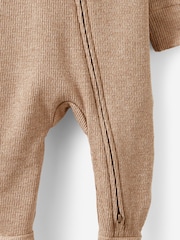 Cotton On Brown Pointelle Zip Romper - Image 3 of 3
