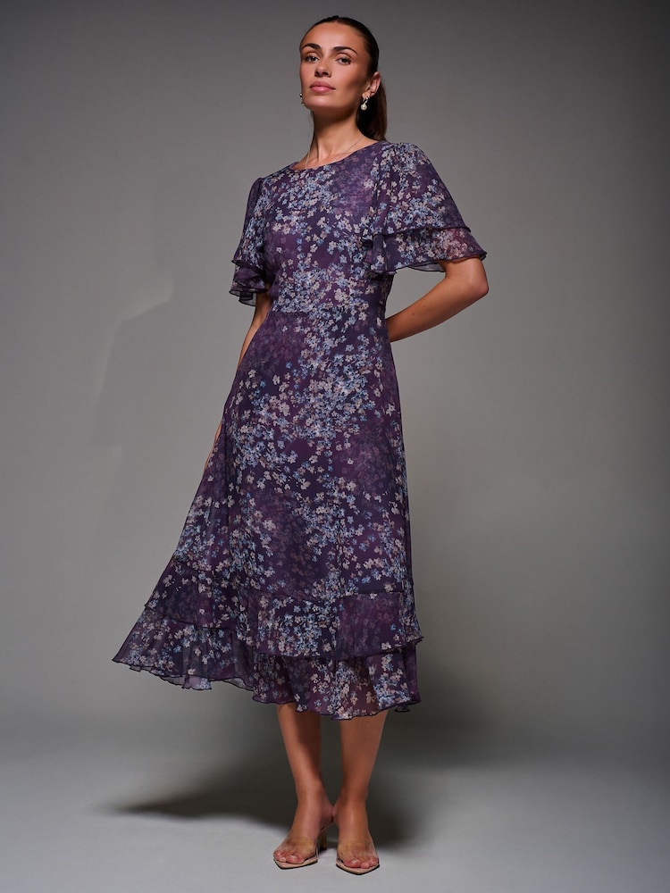 أرجواني - فستان متوسط الطول من الشيفون بتفاصيل مكشكشة من Jolie Moi - صورة 1 من 6 أرجواني - فستان متوسط الطول من الشيفون بتفاصيل مكشكشة من Jolie Moi - صورة 1 من 6