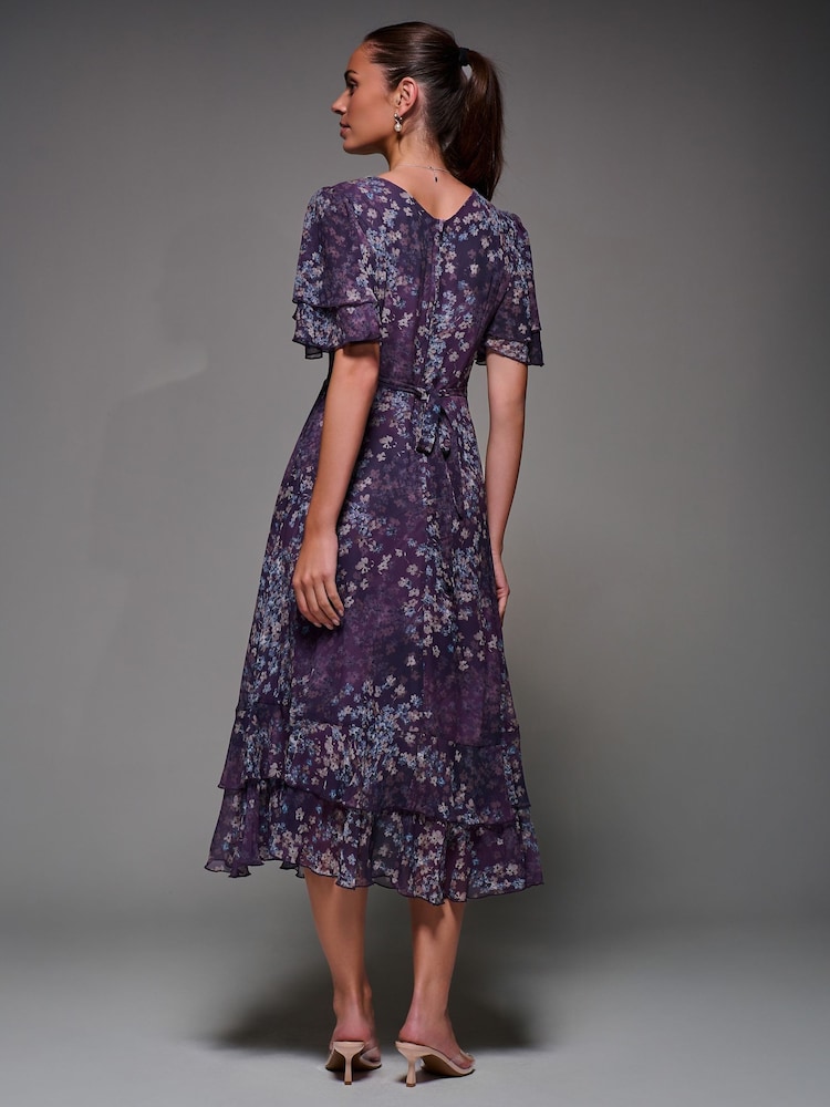 أرجواني - فستان متوسط الطول من الشيفون بتفاصيل مكشكشة من Jolie Moi - صورة 2 من 6 أرجواني - فستان متوسط الطول من الشيفون بتفاصيل مكشكشة من Jolie Moi - صورة 2 من 6