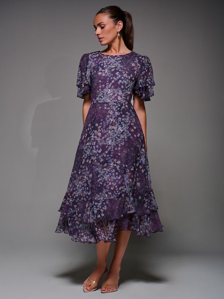 أرجواني - فستان متوسط الطول من الشيفون بتفاصيل مكشكشة من Jolie Moi - صورة 6 من 6 أرجواني - فستان متوسط الطول من الشيفون بتفاصيل مكشكشة من Jolie Moi - صورة 6 من 6