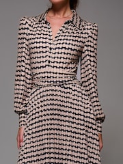 Jolie Moi Black Long Sleeve Pleated Jersey Maxi Dress - Image 3 of 6