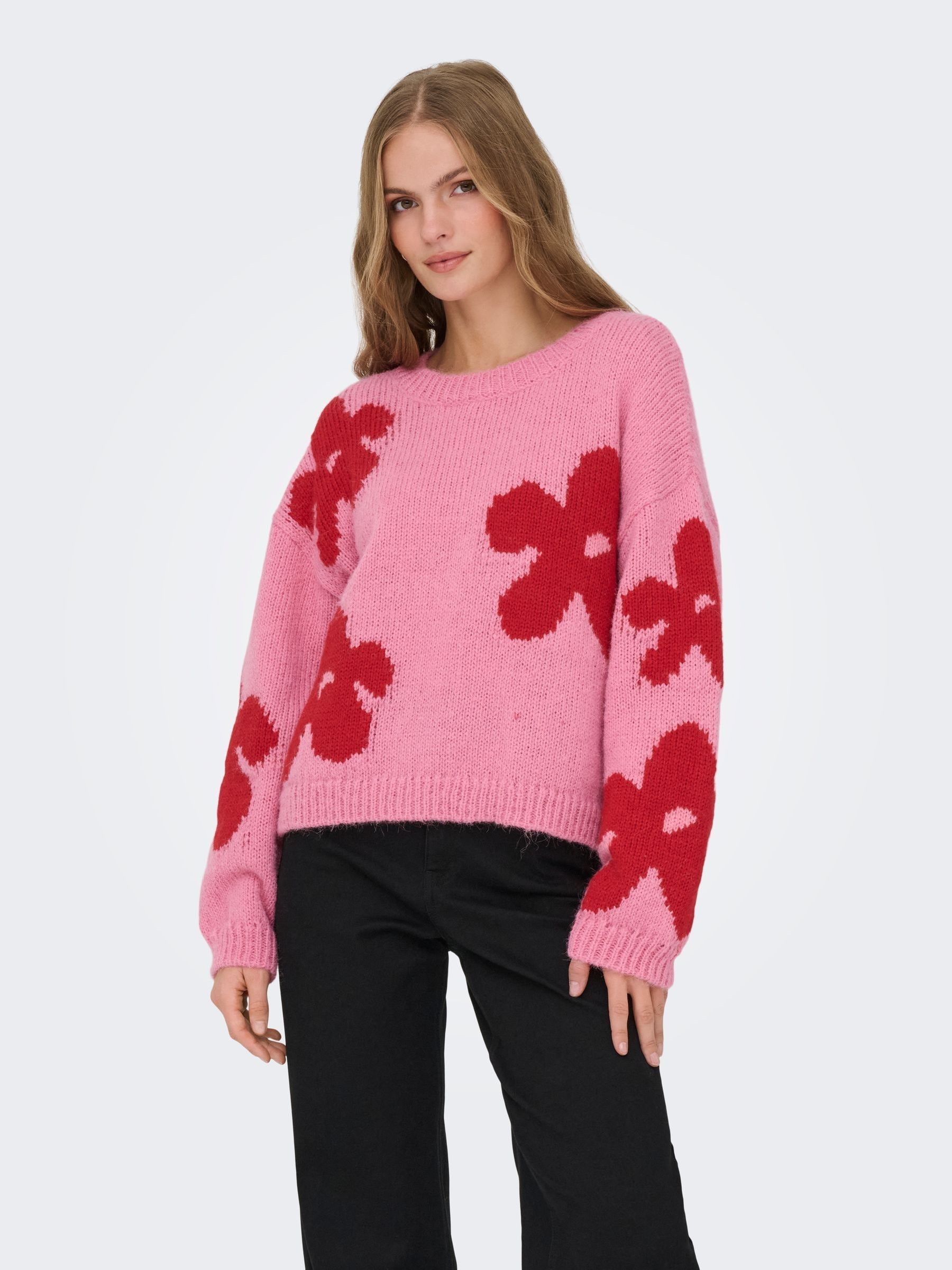Buy ONLY Pink Cosy Round Neck Flower Knit Jumper from the Next UK