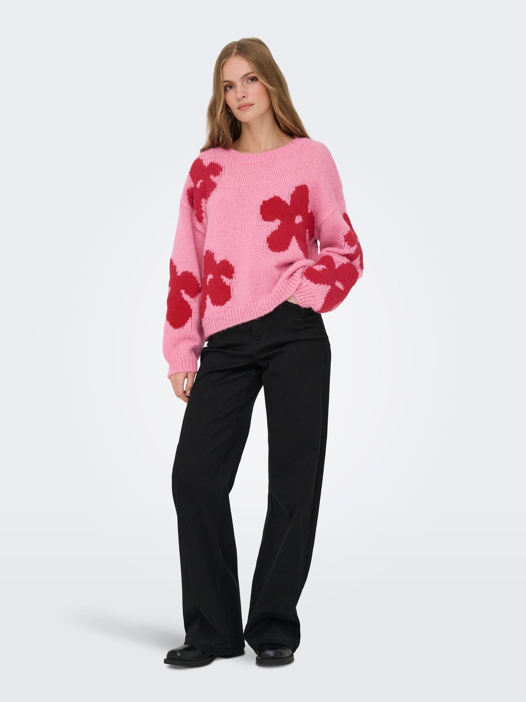 即日発送ピンクRosie flower knit tops andmary ANDMARY】Rosie flower knit tops