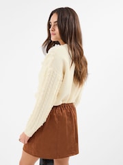 Accessorize Cream Fringe Cable Knit Jumper - Image 2 of 4