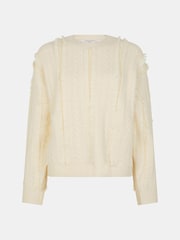 Accessorize Cream Fringe Cable Knit Jumper - Image 3 of 4