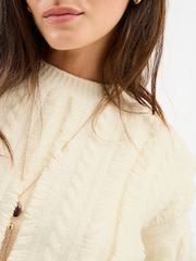 Accessorize Cream Fringe Cable Knit Jumper - Image 4 of 4