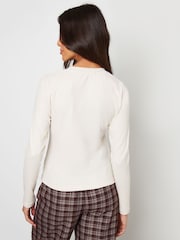 Crema - Threadbare Ribbed Jersey Button Up Cardigan - Imagen 5 de 6