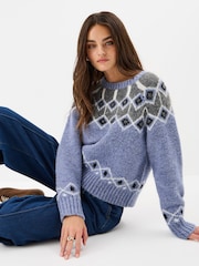 Accessorize Blue Fair Isle Jumper - Image 1 of 4