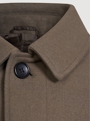 Harry Brown Green Harold Plain Faux Wool Overcoat - Image 6 of 6