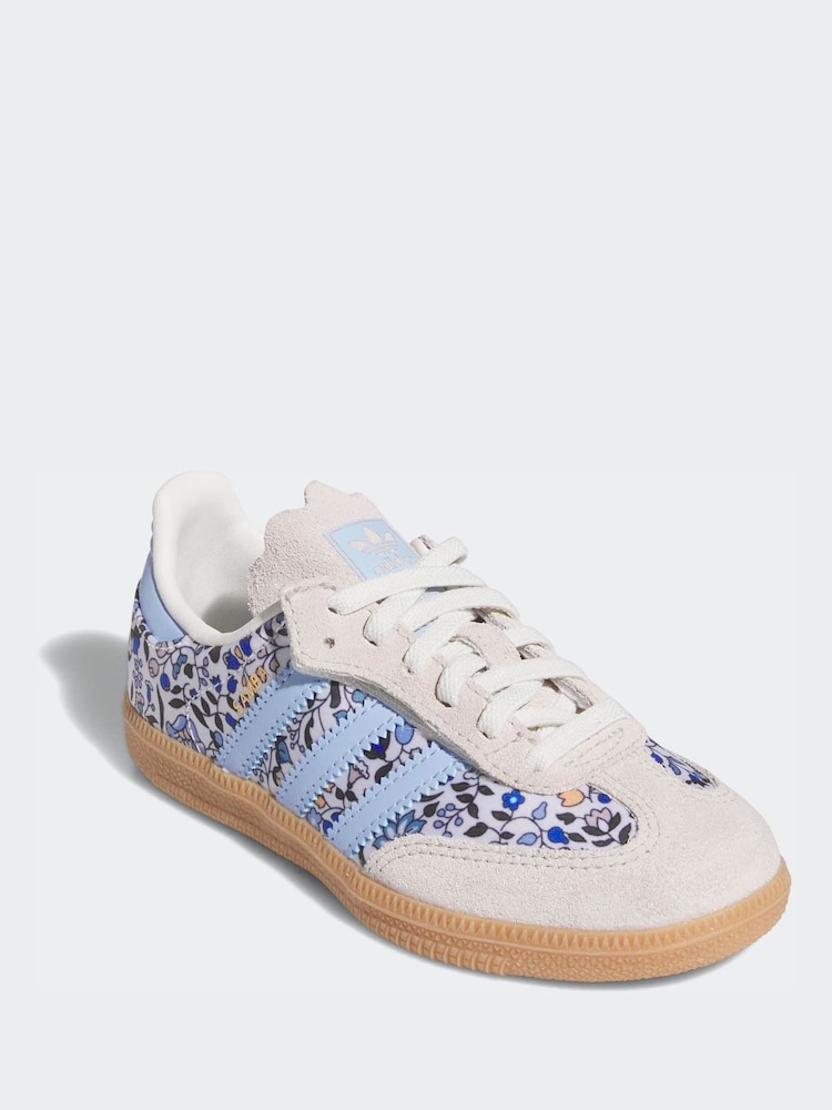 adidas Originals Blue Samba Og X Liberty London Comfort Closure Elastic Lace Trainers - Image 2 of 11 adidas Originals Blue Samba Og X Liberty London Comfort Closure Elastic Lace Trainers - Image 2 of 11