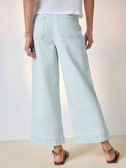 Bleach Blue Patch Pocket Cropped Wide Leg Jeans - Image 5 of 9