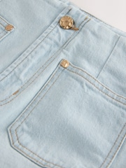 Bleach Blue Patch Pocket Cropped Wide Leg Jeans - Image 9 of 9
