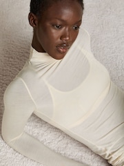 Bianco - Hunkemoller T Shirt a collo alto super morbida, strato Base termico con cashmere - Immagine 6 di 7
