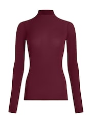 Bordeaux - Hunkemoller T Shirt a collo alto super morbida, strato Base termico con cashmere - Immagine 7 di 8
