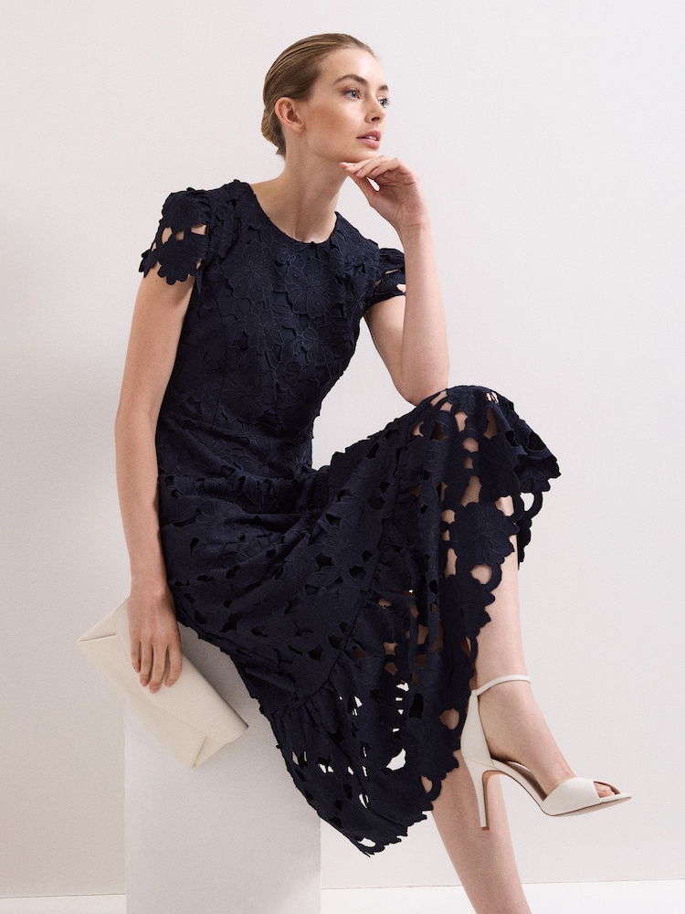 Phase Eight Women's Leilani Lace Midi Dress - Blue - Size 10 - Navy Phase Eight Women's Leilani Lace Midi Dress - Blue - Size 10 - Navy