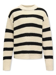 ONLY KIDS Stripe Long Sleeve White Jumper - صورة 1 من 3