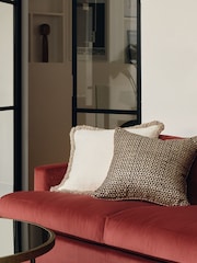 Oka Off White Stonewashed Linen Cushion Cover with Fringing - Image 1 of 2