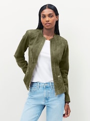 Urban Code Green Collarless Suede Jacket - Image 1 of 3