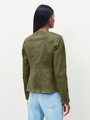 Urban Code Green Collarless Suede Jacket - Image 2 of 3