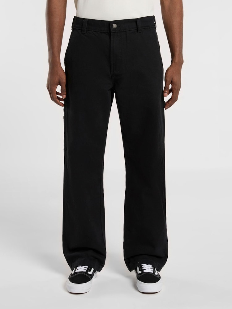 Dickies Black Carpenter Canvas Straight Leg Trousers - Image 1 of 8