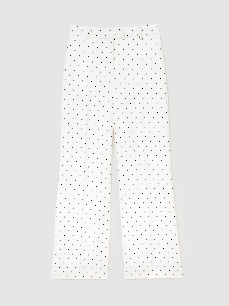 Reiss White/Navy Beatrix Petite Polka-Dot Wide-Leg Suit Trousers - Image 2 of 8