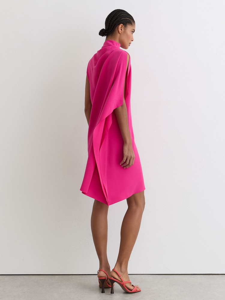 ellery one shoulder draped mini dress in pale pink Pink One Shoulder Ruched Draped Mini Dress  Selene Dress